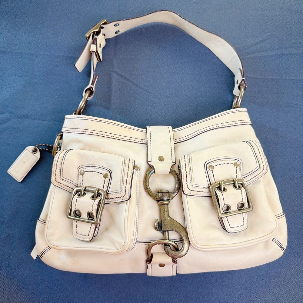 Coach Vintage Legacy Yellow Beige Shoulder Bag 7458